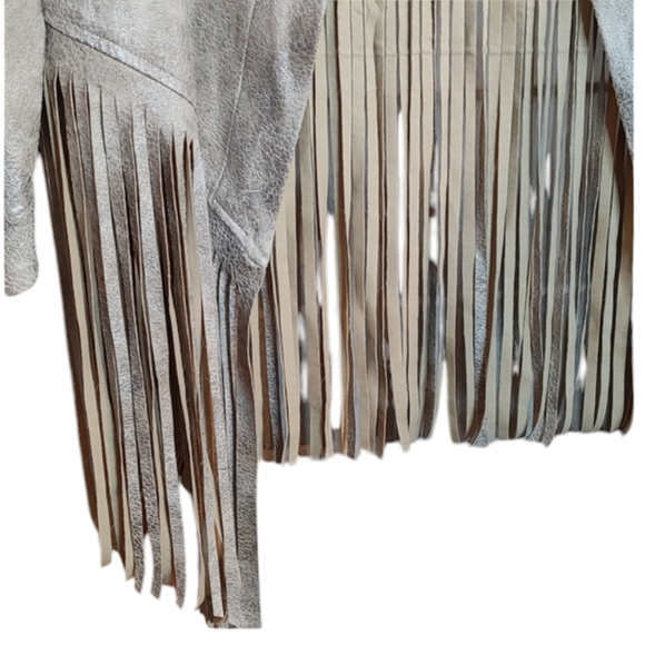 SW3 Bespoke Women's Silver Faux Suede Fringe Jacket sz XS - Picture 7 of 8